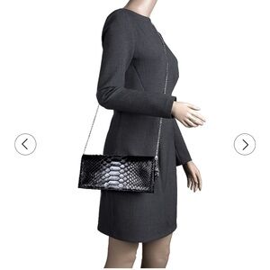 Dior Black Python Lady Dior Chain Clutch - Authentic